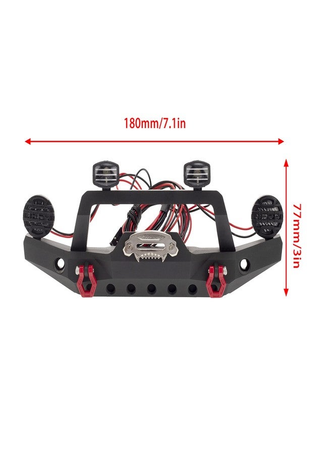 Treehobby Aluminium Alloy Anti-Collision Front/Rear Bumper Protective Bar with LED Lights Compatible with Axial SCX10 90046 TRX-4 SCX10 iii AX103007 1/10 RC Crawler Car Upgrade Parts (Front Bumper) - Image 3